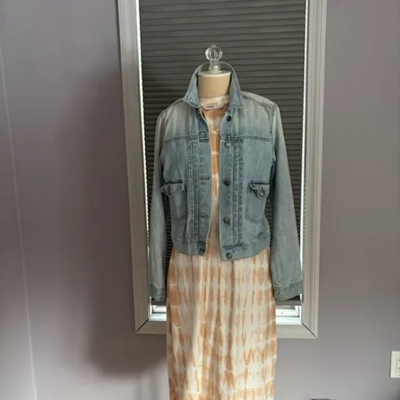 GAP 1969 Denim Jacket Light Wash Distressed Woman's Small - Picture 3 of 9